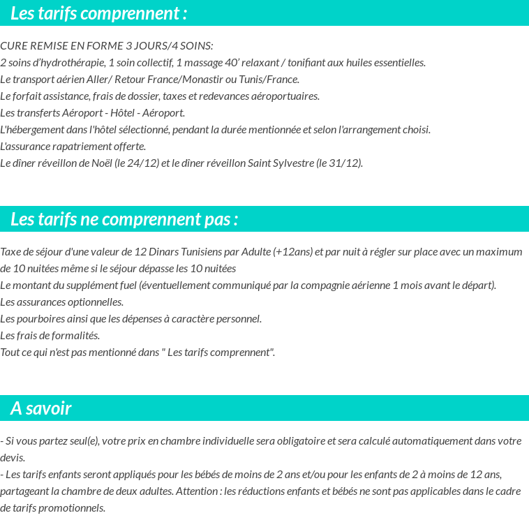 Conditions tarifaires