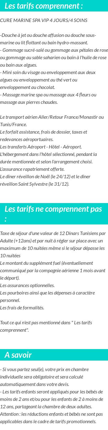 Conditions tarifaires