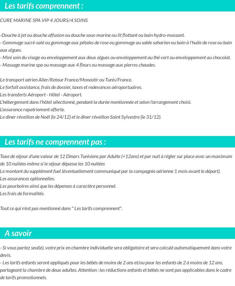 Conditions tarifaires