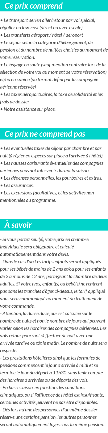 Conditions tarifaires