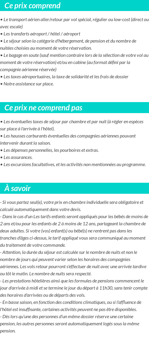 Conditions tarifaires
