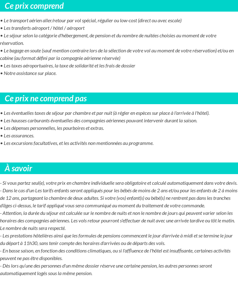 Conditions tarifaires