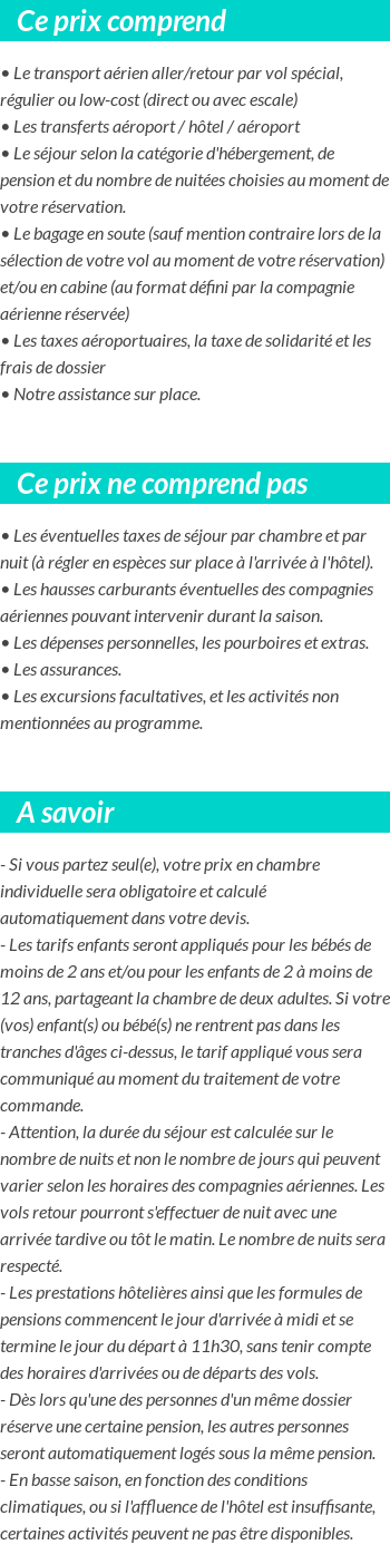 Conditions tarifaires