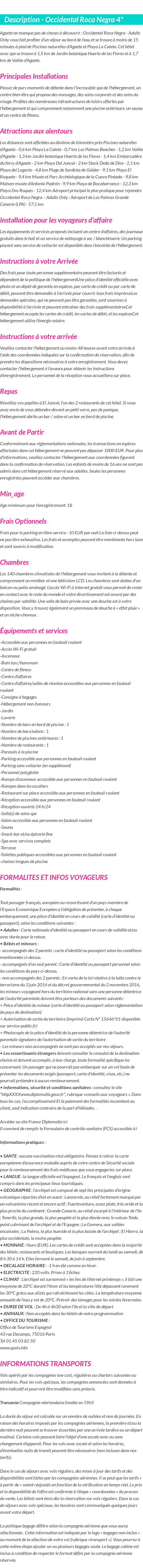 Détails du séjour