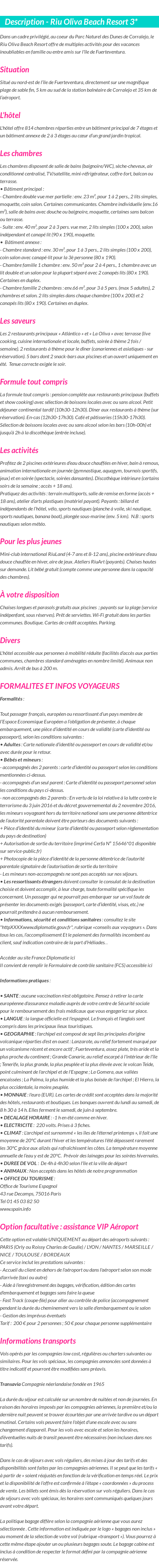 Détails du séjour
