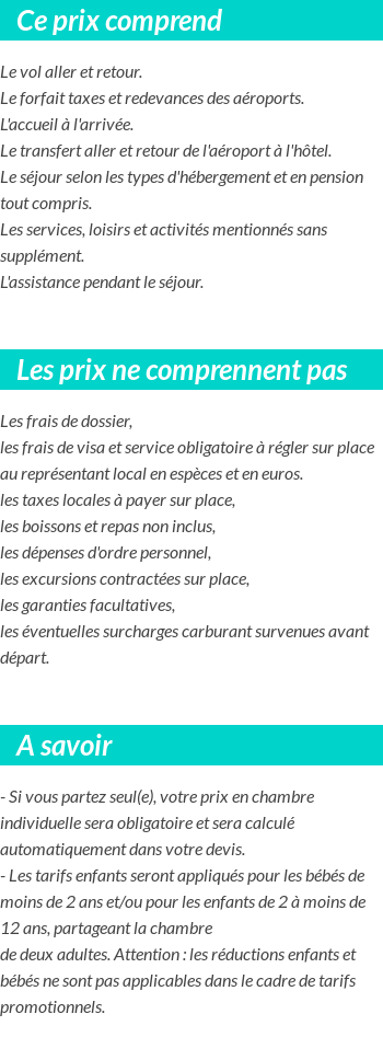 Conditions tarifaires