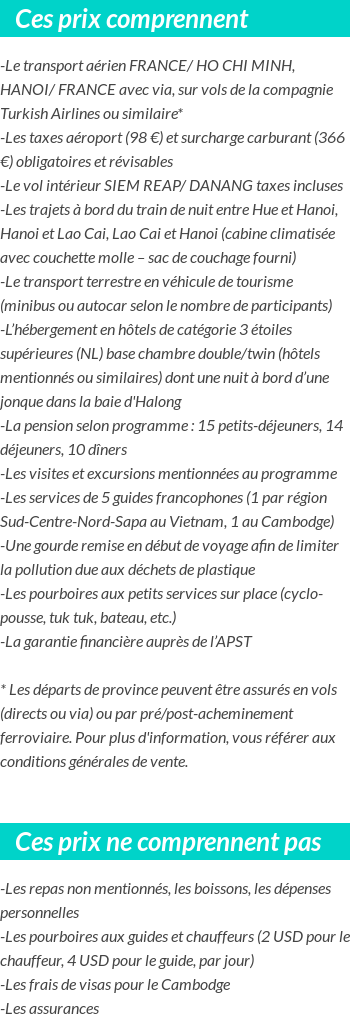 Conditions tarifaires