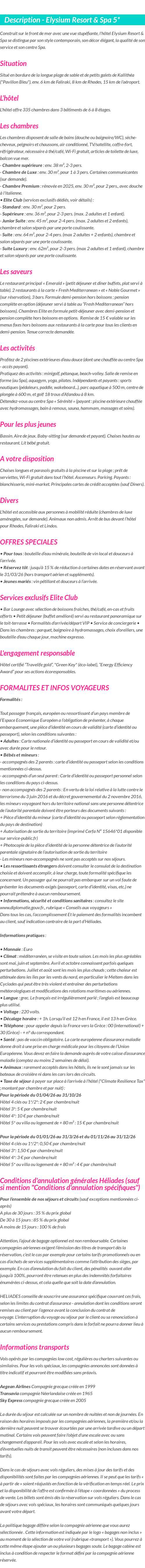 Détails du séjour