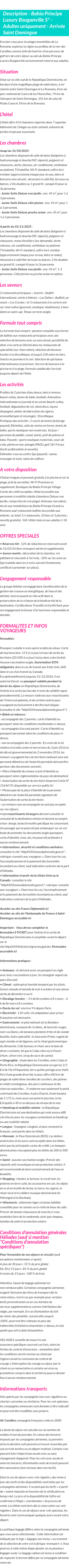 Détails du séjour