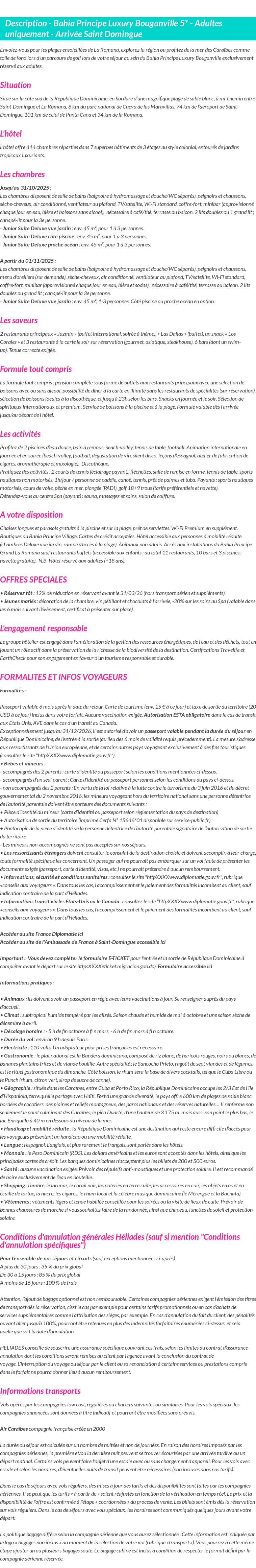 Détails du séjour