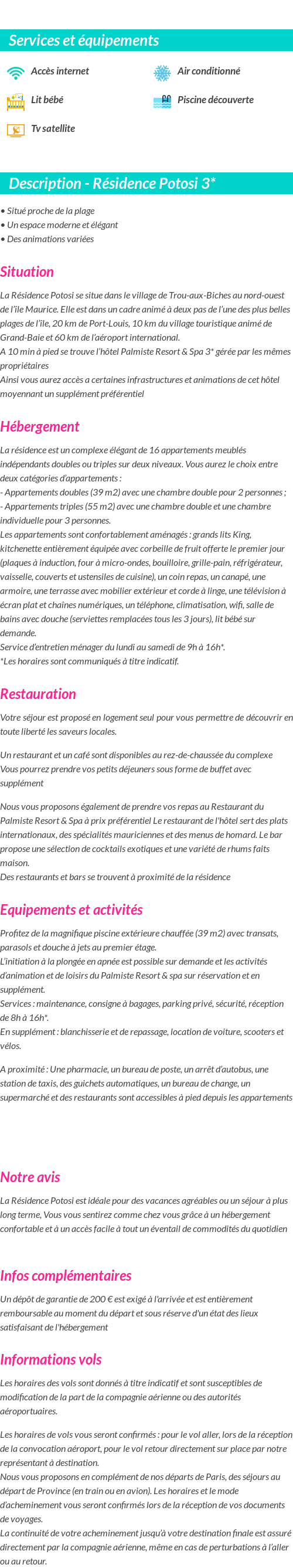 Détails du séjour