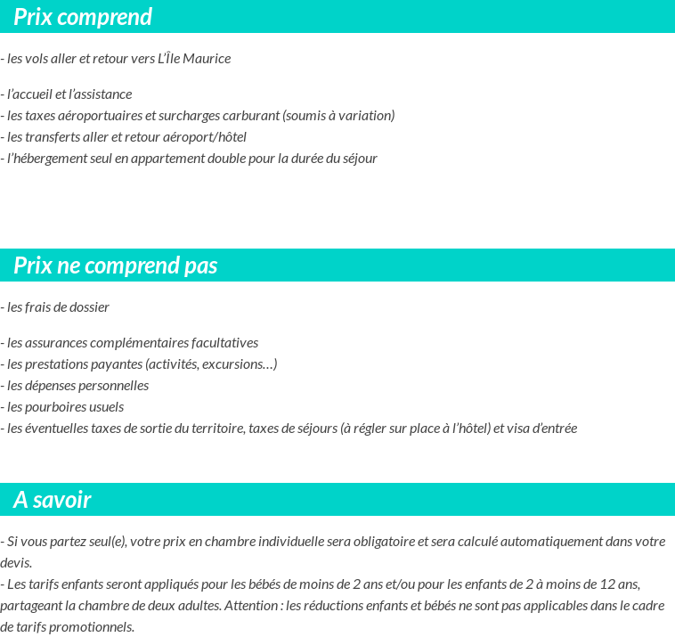 Conditions tarifaires