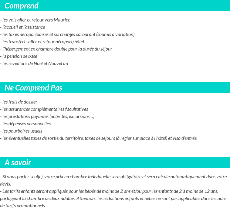 Conditions tarifaires