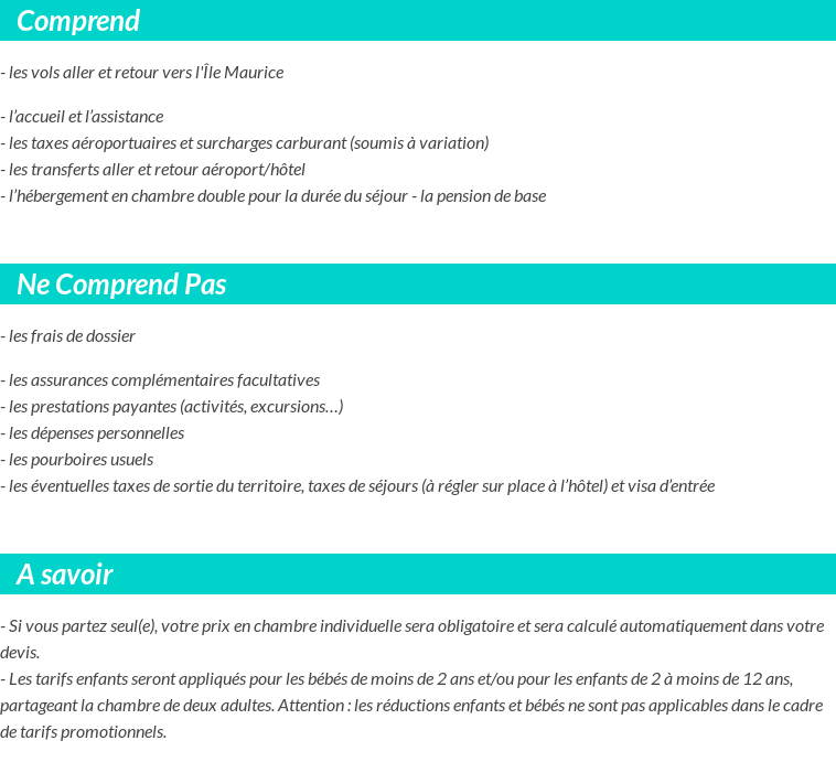 Conditions tarifaires