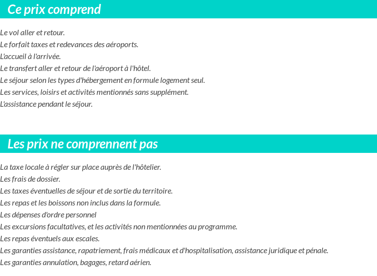 Conditions tarifaires