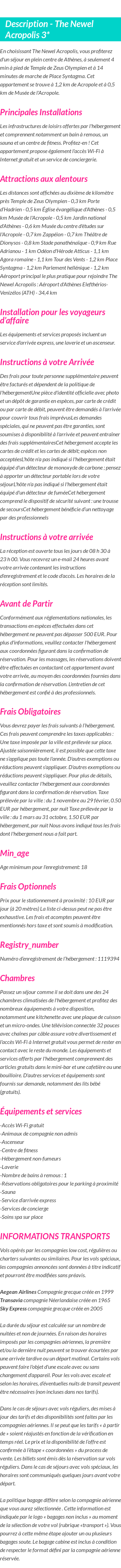 Détails du séjour