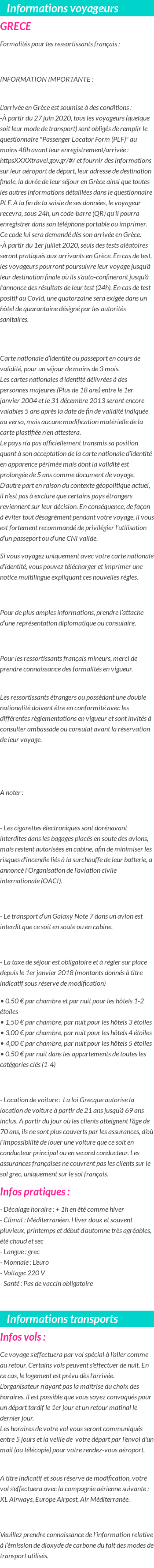 Formalités et infos voyageurs