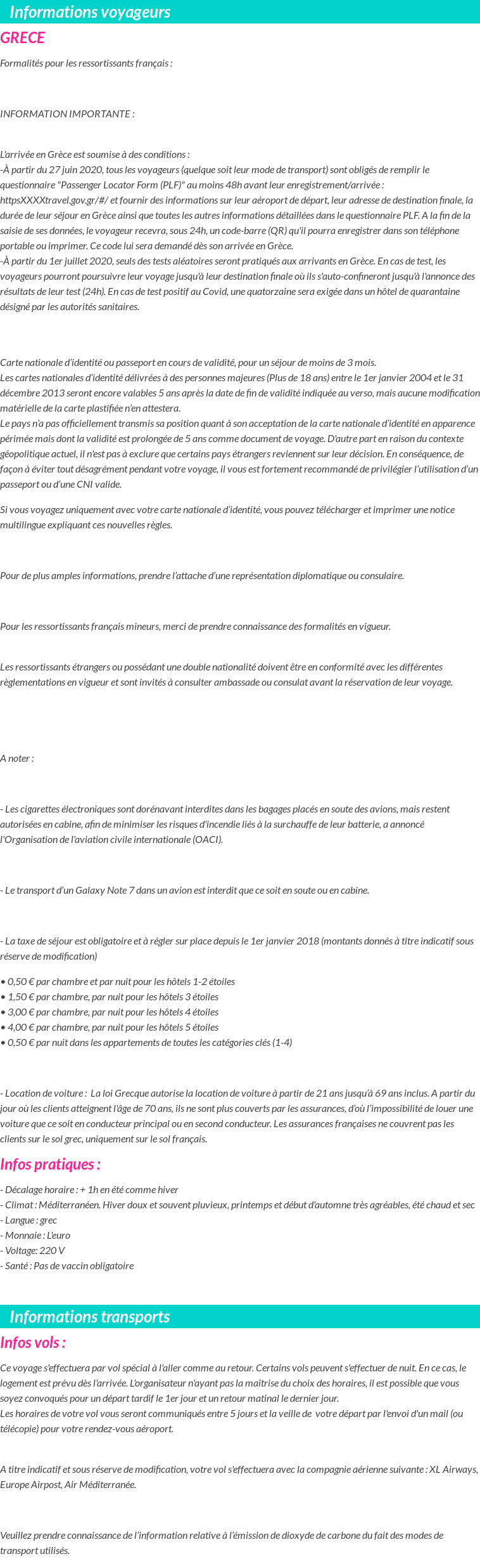 Formalités et infos voyageurs