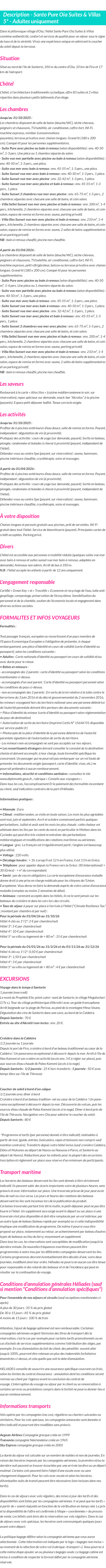 Détails du séjour