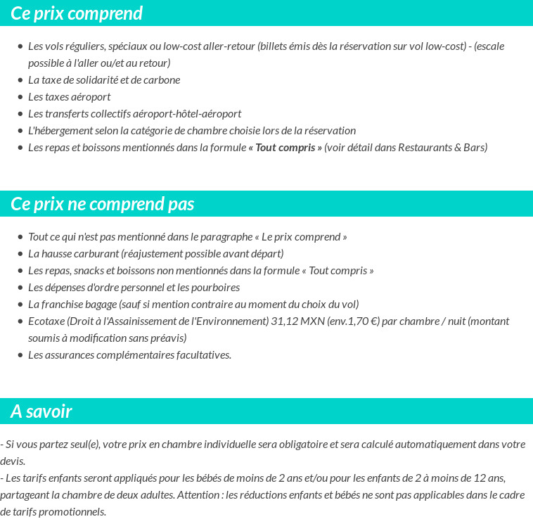 Conditions tarifaires