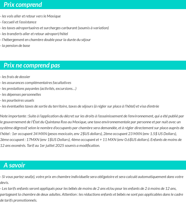 Conditions tarifaires