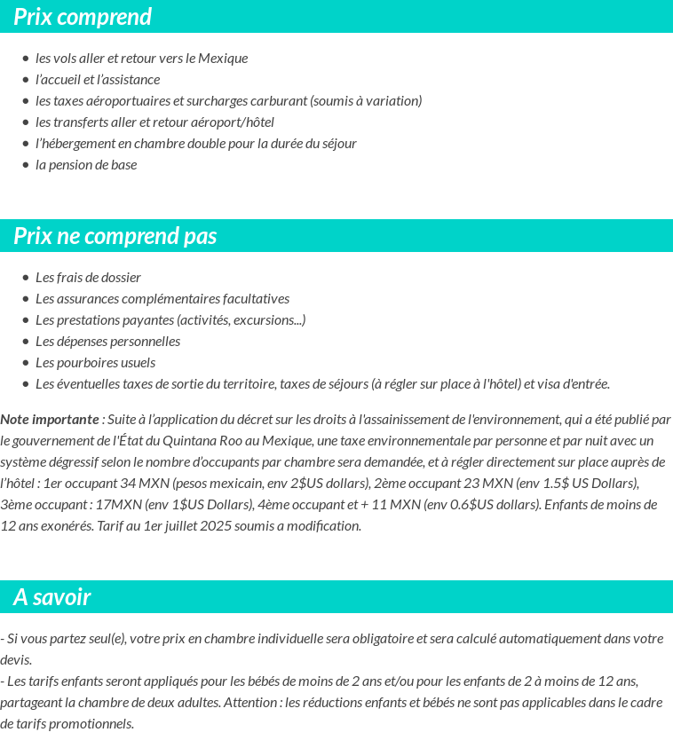 Conditions tarifaires