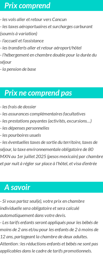 Conditions tarifaires