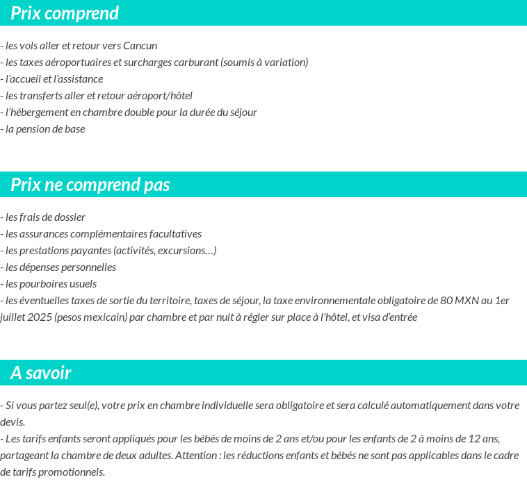 Conditions tarifaires