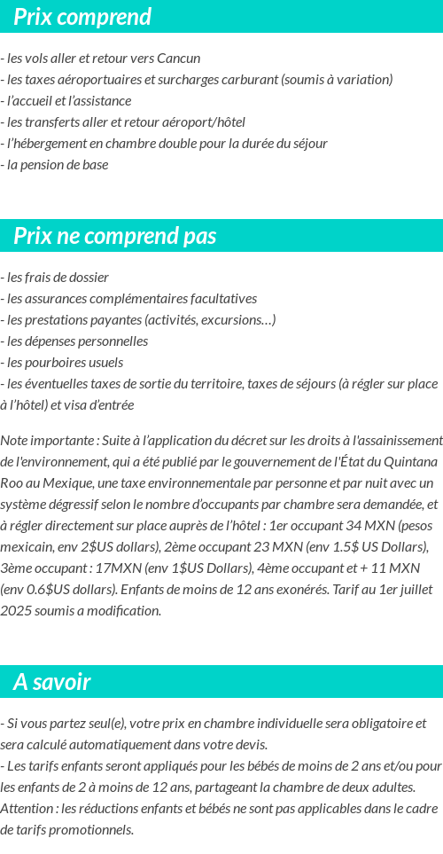 Conditions tarifaires