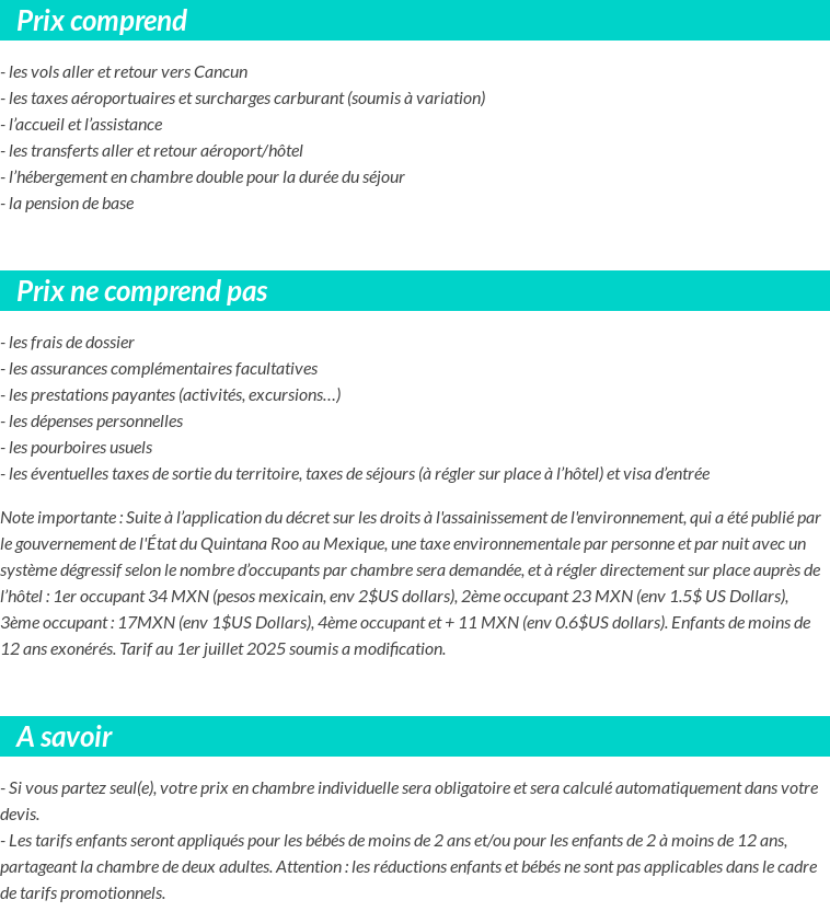 Conditions tarifaires