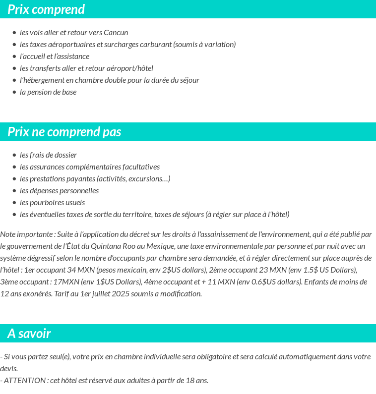 Conditions tarifaires