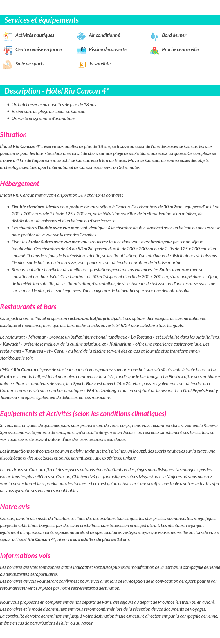 Détails du séjour