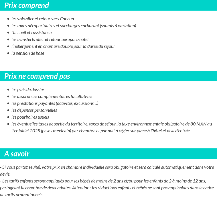 Conditions tarifaires