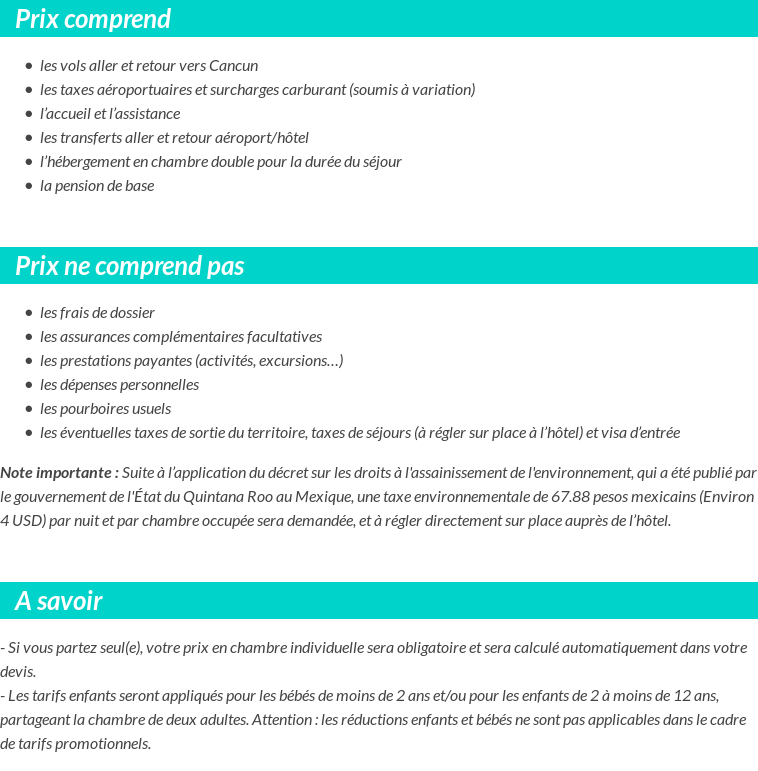 Conditions tarifaires