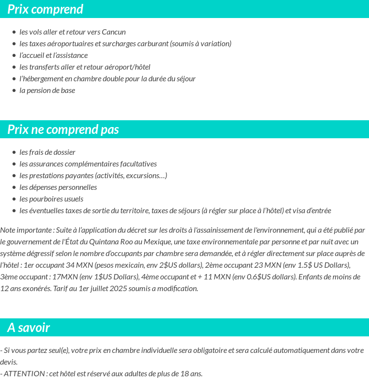 Conditions tarifaires