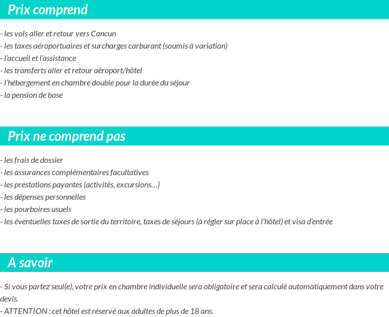 Conditions tarifaires