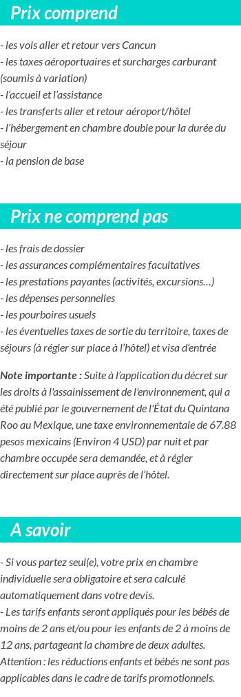 Conditions tarifaires