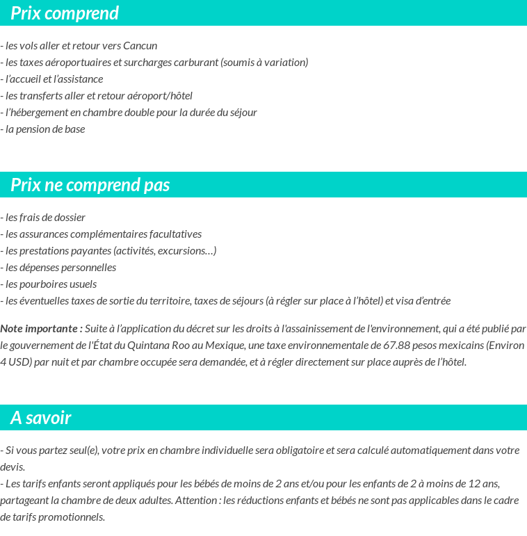 Conditions tarifaires