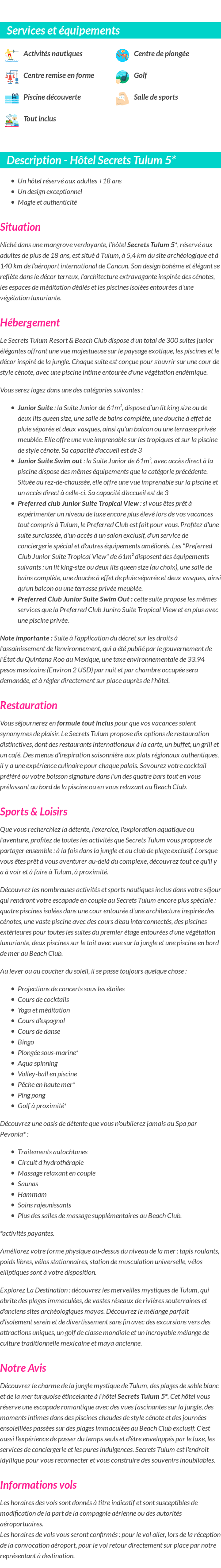 Détails du séjour