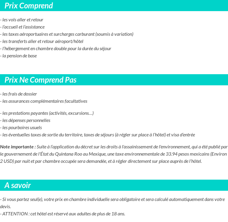 Conditions tarifaires