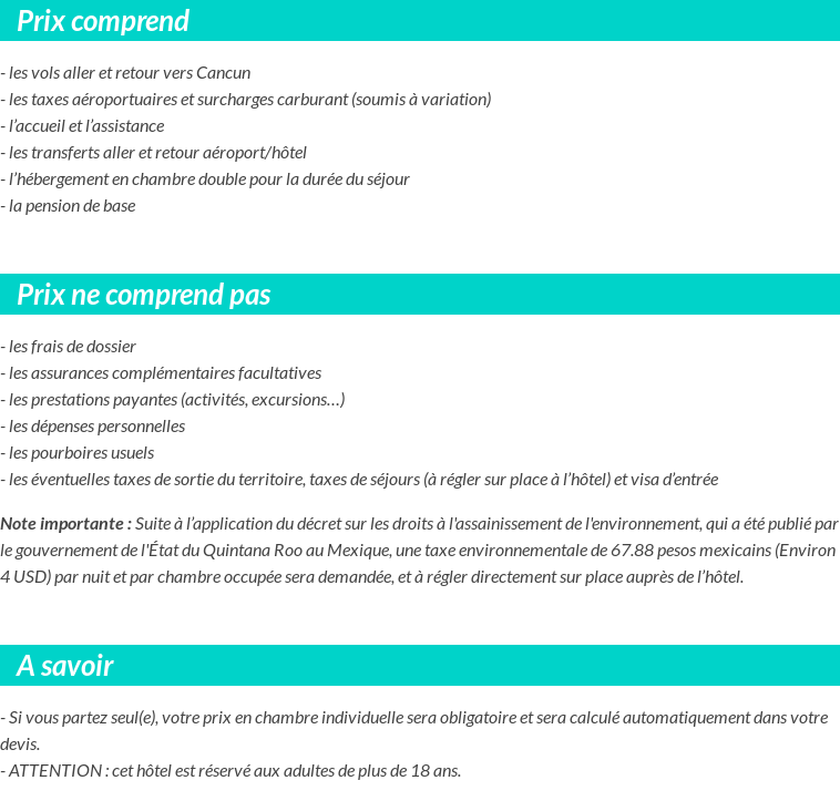 Conditions tarifaires