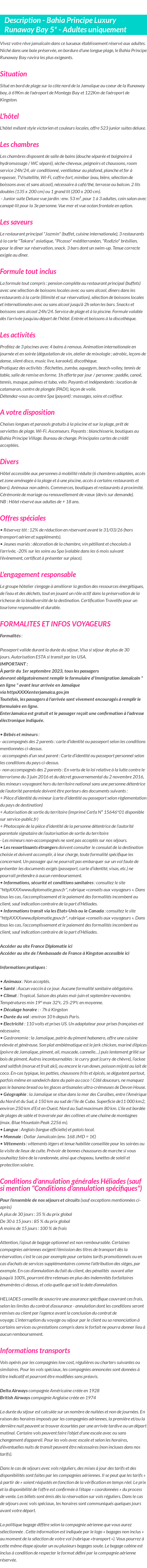 Détails du séjour