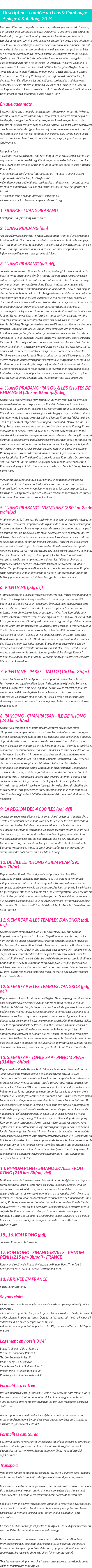 Détails du séjour