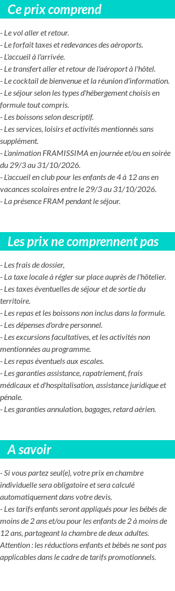 Conditions tarifaires