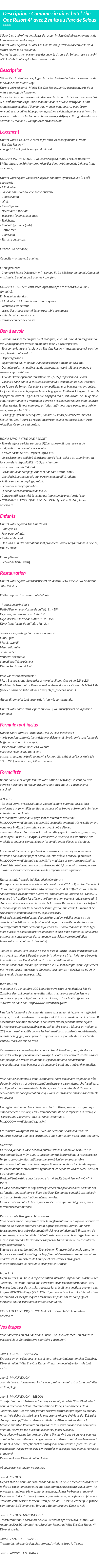 Détails du séjour