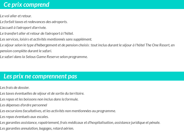 Conditions tarifaires