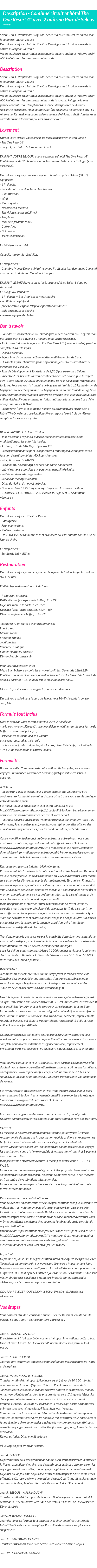 Détails du séjour