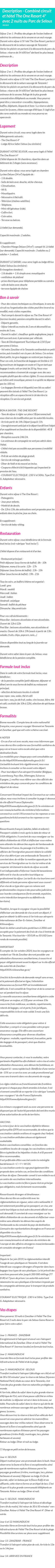 Détails du séjour