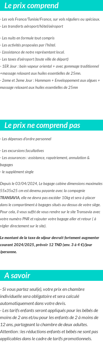 Conditions tarifaires