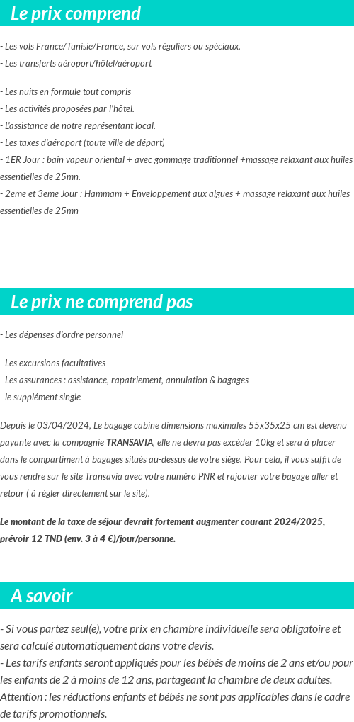 Conditions tarifaires